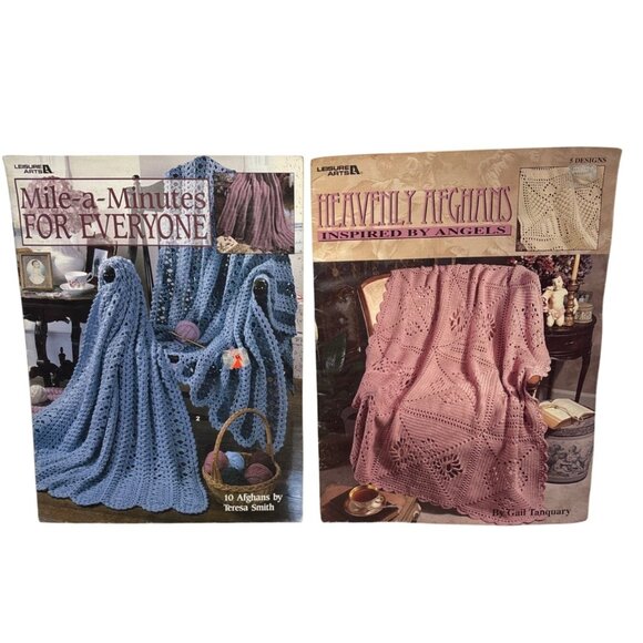 Afghans Crochet Pattern Book Mile A Minute & Heavenly Teresa Smith Leisure Arts - Picture 1 of 10